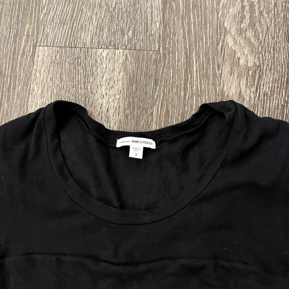 James Perse Black Ruched T-Shirt Midi Dress Women’s Size Large 3 Cotton Stretch - Picture 10 of 16